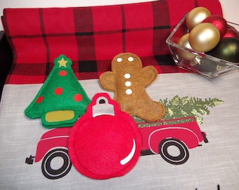 Juguetes navideños de fieltro para gatos