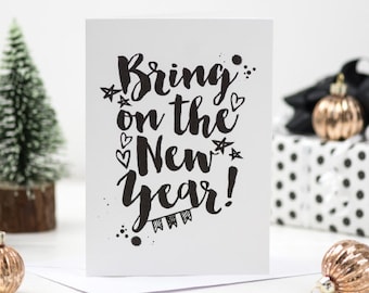 Neujahrskarte, Bring auf die Neujahrskarte, Happy New Year Card, Weihnachtskarte