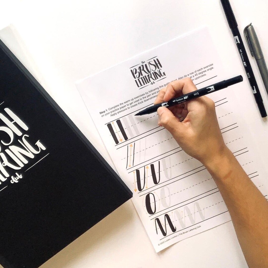 Brush Lettering Exercises Brush Lettering Warm-up Exercises — Digital Download - Etsy