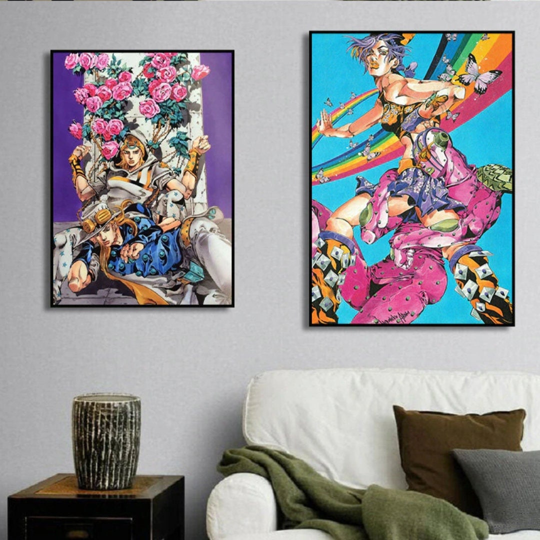 ePanda Anime JoJo Poster, JoJo Adventure Posters Giorno Giovanna Poster Boy  Bedroom Retro Posters Living Room Wall Collage Kit Anime Pictures Decor