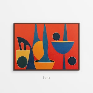 Abstract Pots, Terracotta Wall Art, Digital Download Prints, Poster Gift, Eclectic Gallery Wall (BG-0003_O)