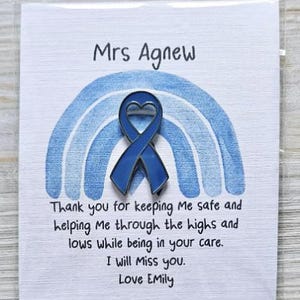 Diabetes Thank You Pin card, Diaversary Keepsake Cards, Type 1, Diabetes T1, Warrior, Wear it Blue, Awareness Ribbon pin, Teacher Gift image 5