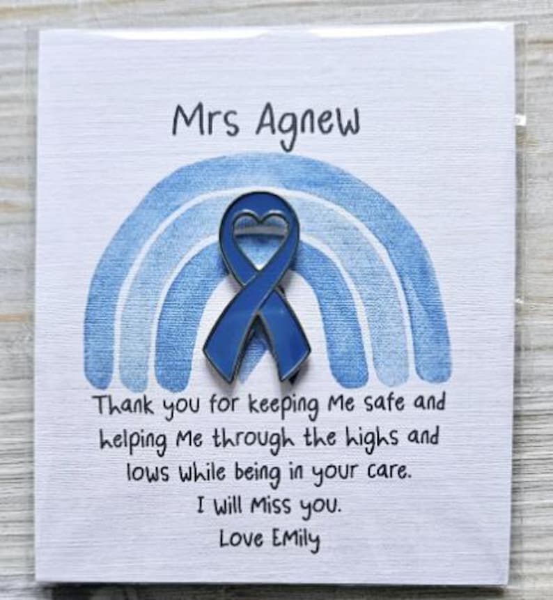 Diabetes Thank You Pin card, Diaversary Keepsake Cards, Type 1, Diabetes T1, Warrior, Wear it Blue, Awareness Ribbon pin, Teacher Gift image 5