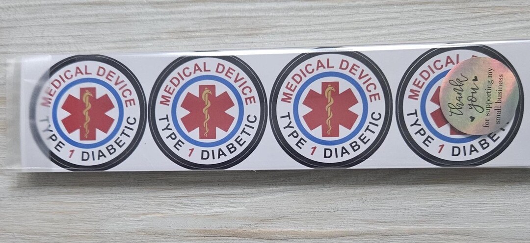 4 X Medical Device, Splash Proof Stickers, Type 1 Diabetic, Type 1 ...