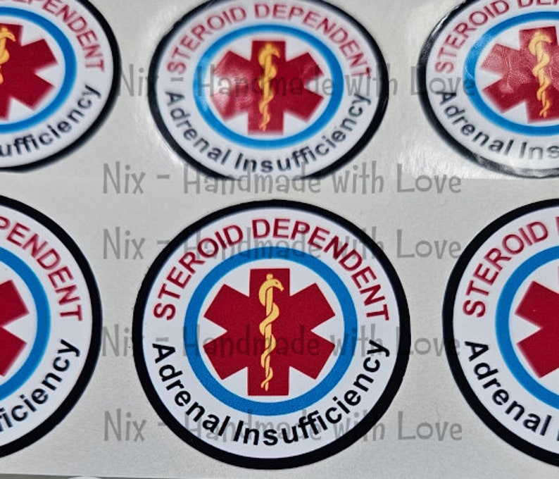 Splash proof sticker 4 x Adrenal Insufficiency, Steroid Dependent, first aid, medical bag, Addisons, Addison's disease, Medical Stickers, immagine 4