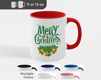 Merry Christmas Coffee Mug – Holiday Gift, Two-Tone Ceramic