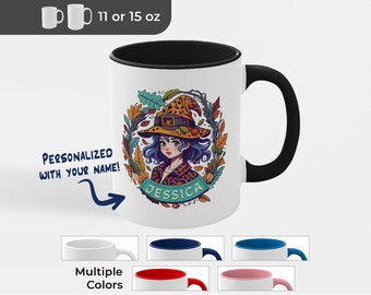 Personalized Witch Coffee Mug: Custom Name, Halloween Gift