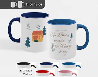 Christmas Movie Watching Mug: Holiday House Design, Two-Tone Coffee Mug