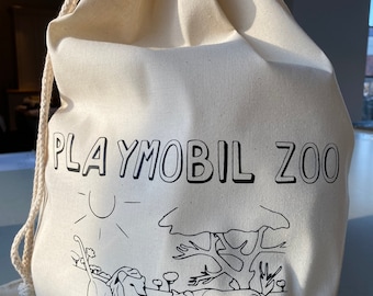 Personalized Organic Cotton Toy Sack, Playmobil Storage, Drawstring Bag