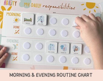 Daily Routine Chart, School Routine Chart, Kids Daily Responsibilities Chart, Chore Chart, Morning and Evening Routine, Reward Chart, Chores