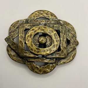 Vintage Interchangeable Belt Buckle Cut Out Sculpted Viking Earthy Womens Style Antique Brass