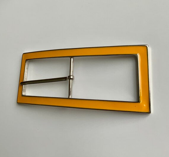 Large Primary Yellow Rectangular Centre Bar Belt … - image 4