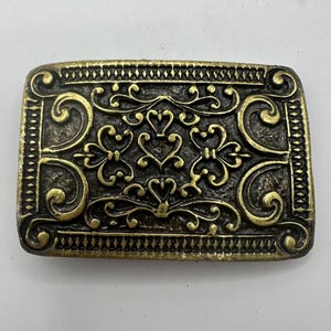 Vintage Belt Buckle, Interchangeable, Rectangle Small Boho, Victorian, Unique, Rare, Heavy High Quality,  Patterned, Artsy, Antique Brass