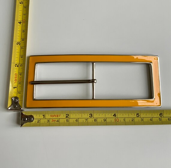 Large Primary Yellow Rectangular Centre Bar Belt … - image 2