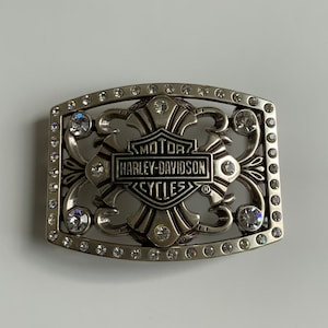 Harley-Davidson womens Cross belt buckle.HDWBU10084 .Silver plated.Rhinestones.