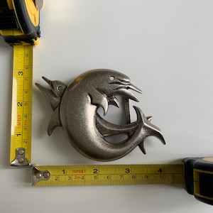 Rare Swimming Dolphins belt buckle in Silver