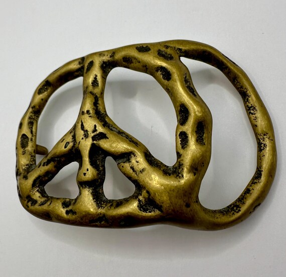 Interchangeable Belt Buckle Solid Brass Peace Sig… - image 8