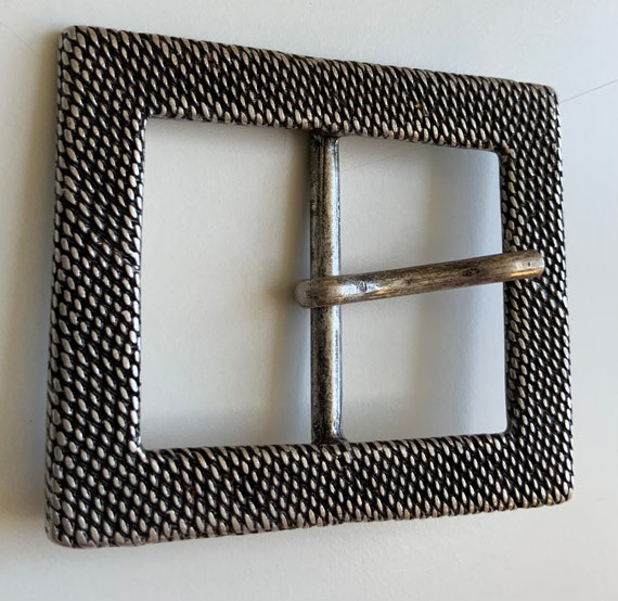 Snakeskin Snake Print Rectangular Centre Bar Belt… - image 3