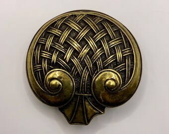 Unique Style Antique Brass Crosshatch Rounded Interchangeable Belt Buckle Vintage Heavy High Quality Made in Italy Italian Accessory