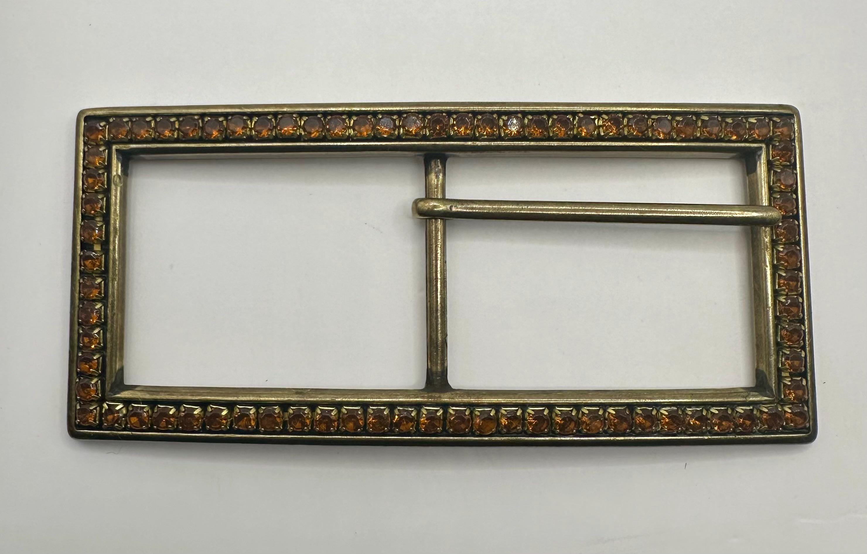 Vintage Long Rectangular Interchangeable Belt Buckle Centre Bar Orange ...
