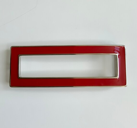 Red Enamel Large Rectangle Retro Mod Vintage Belt Buc… - Gem