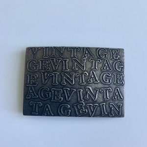 Vintage Antique Nickel belt Buckle Vintage Word Stamp