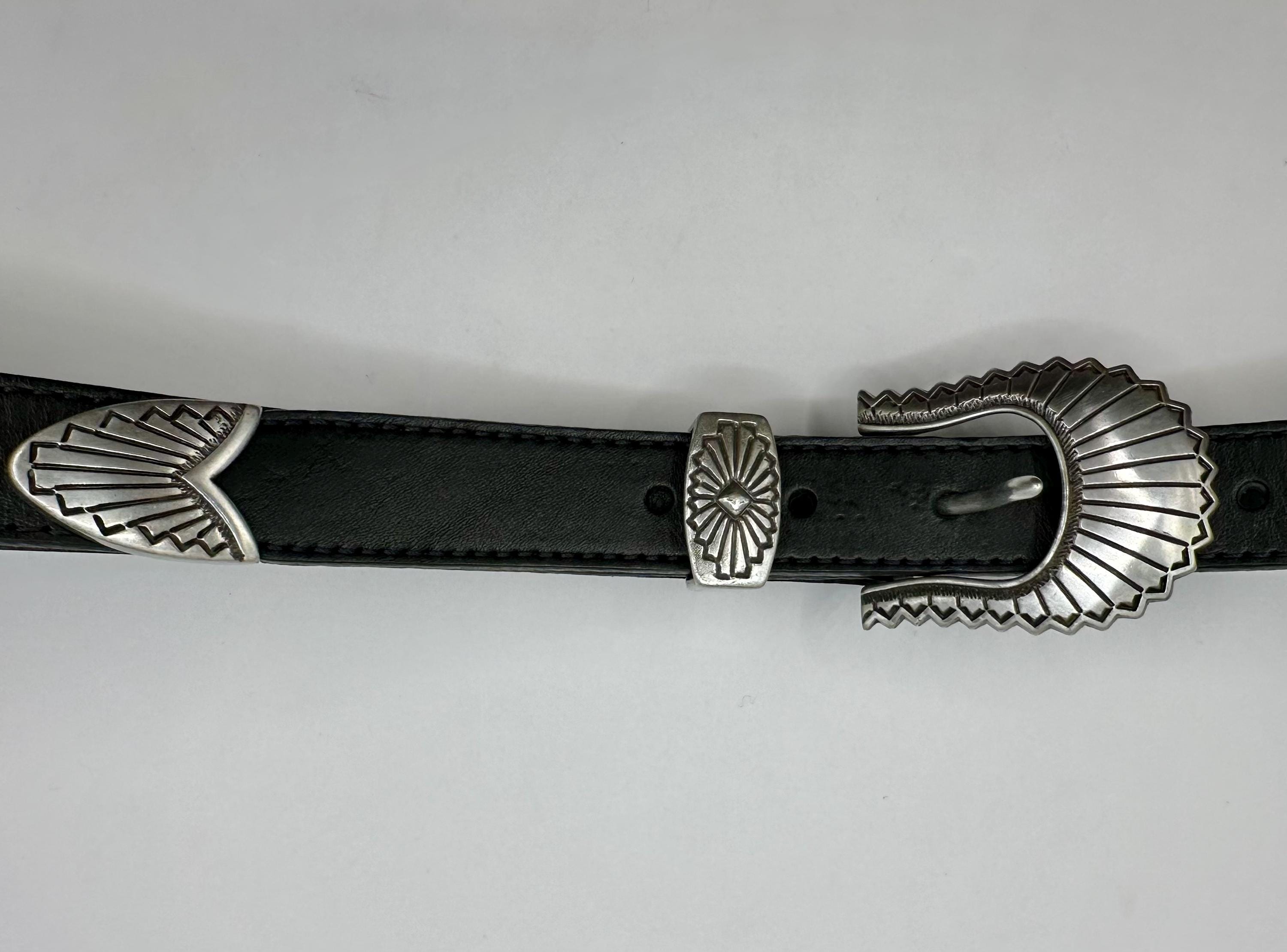 1 Inch 25 Mm Wide Black USA Made Leather Belt Vintage 3