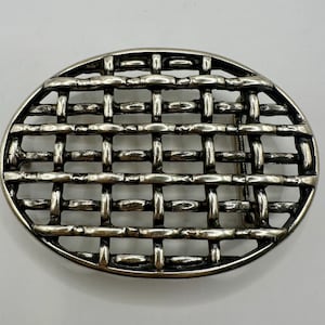 Large Oval Belt Buckle, Vintage Belt Buckle, Woven Chain Belt Buckle, Vintage Belt Buckle, Heavy, Antique Nickel, Silver Belt Buckle, Unique