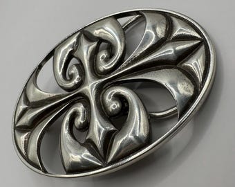 Oval Vintage, Intercambiável, Fivela de Cinto, Cruz, Gótico, Único, Fivela de Cinto Masculina, Moda, Acessório, Prata Italiana Antiga