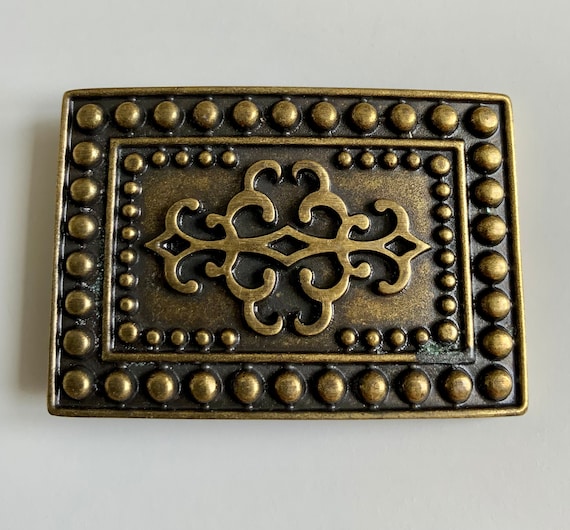 Vintage Interchangeable Rectangular Belt Buckle w… - image 1