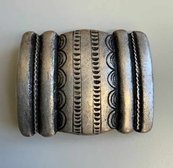 Engraved Rectangular Belt Buckle Handmade Aesthet… - image 1