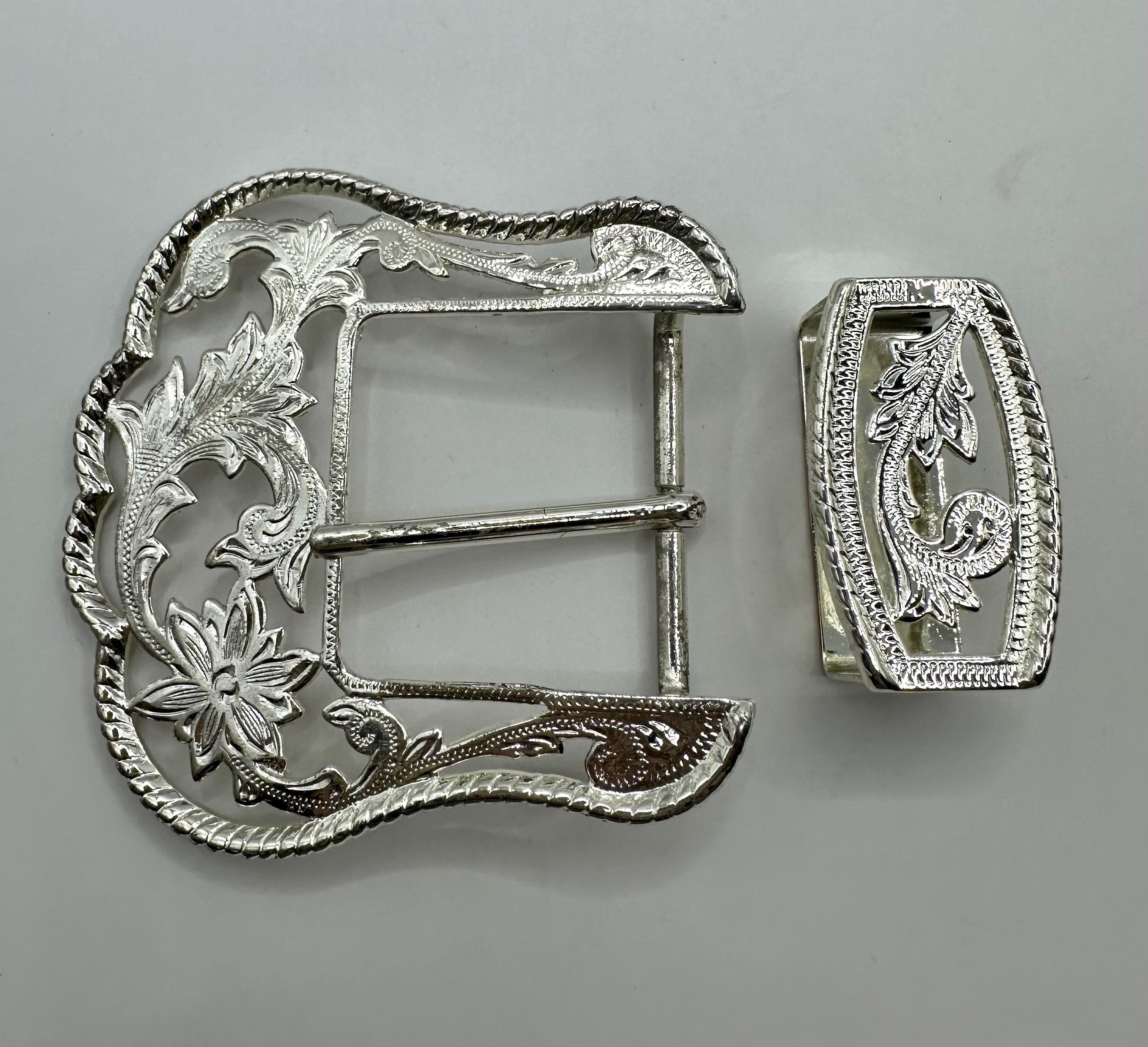 Lot of 2 - Women\'s Vintage Dichroic Glass & Floral Bright Design Belt Buckles Rhinestone Crystal Oval Belt Buckle Antique Brass Full Grain  main image 4