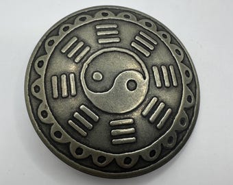 Unique Vintage Yin Yang Belt Buckle, Interchangeable, Hippie, Rare, Belt Buckle, Pewter Gray