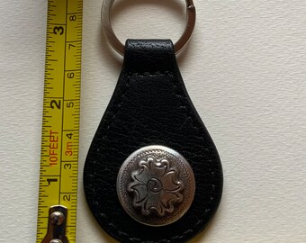 【CALEE】　concho keyring SV925 CALEE - SILVER STAR CONCHO LEATHER KEY RING (BLACK