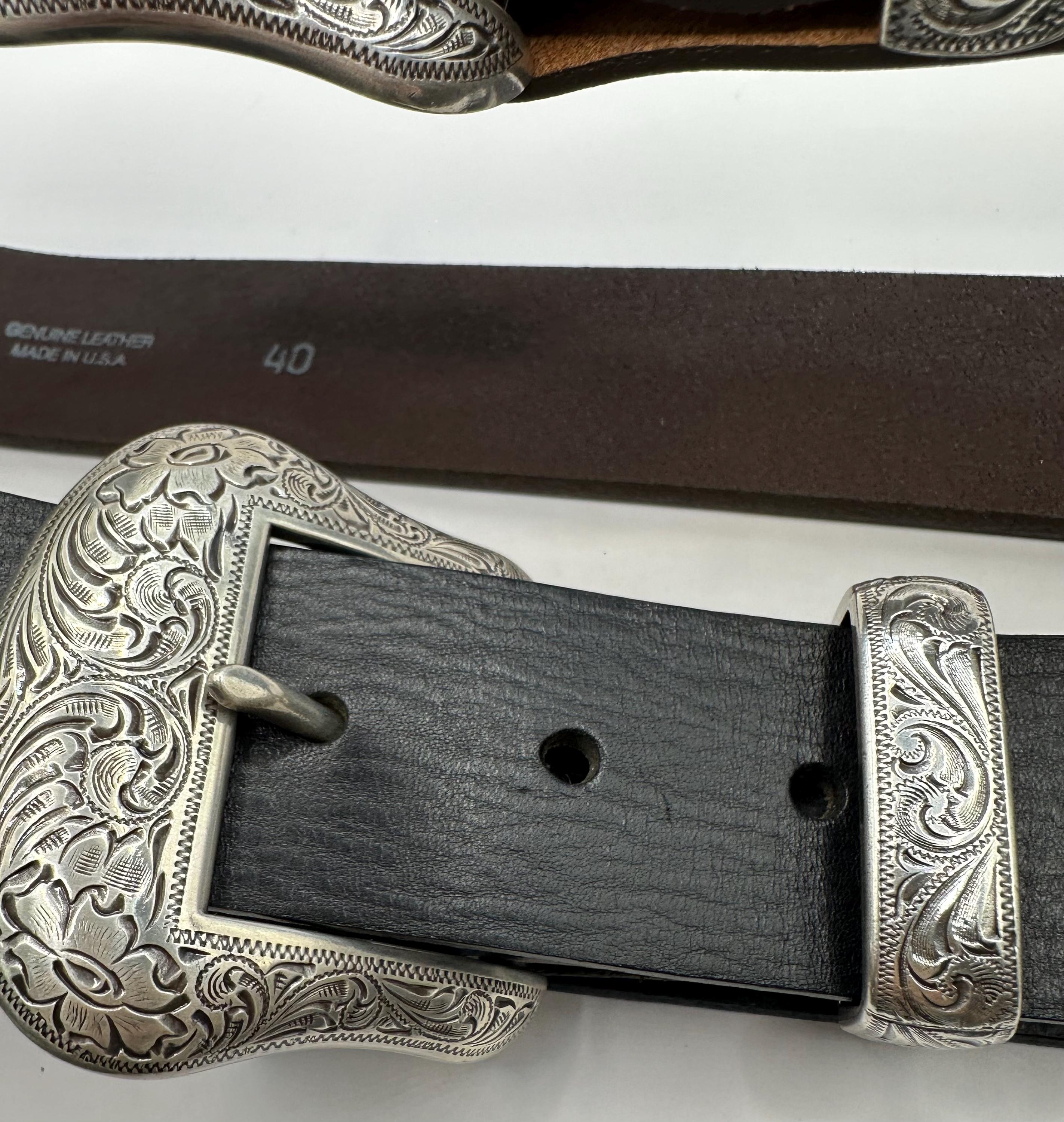 Vintage Western Belt Classic 3 Piece Buckle Set Vintage 1.5 