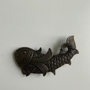 Unique Scalloped Fish Belt Buckle Rare Intricate Antique Brass