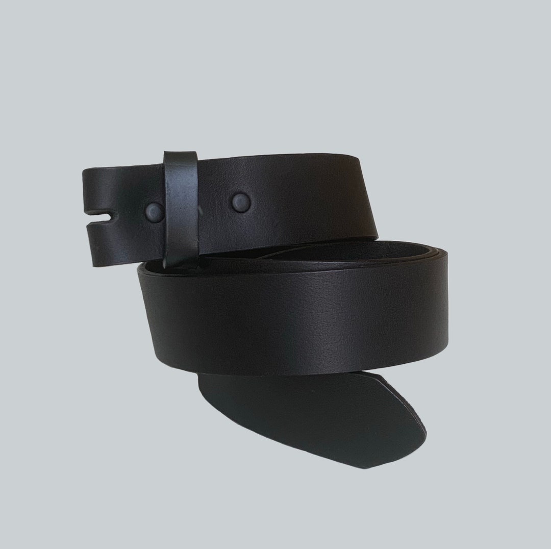 1.538mm Wide Black Leather Belt Strap W/snaps for Buckle Etsy