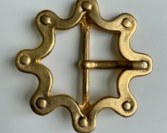 Bohemian Hippie Italian Star Sun Flower Design with Gold Plating Belt Buckle Made in Italy