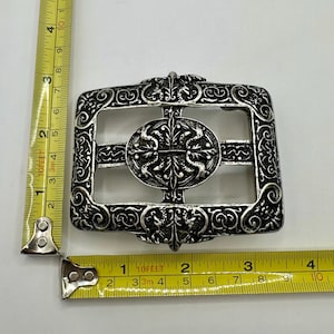 Unique, Gothic, Victorian, Medieval Belt Buckle, Vintage Belt Buckle, Rectangle, Antique Belt Buckle, Black and Silver Belt Buckle, Rare