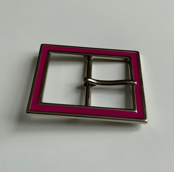 Bright Pink Rectangle Centre Bar Belt Buckle Mod … - image 5