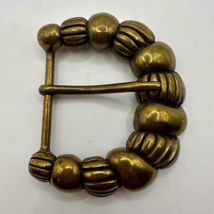 Vintage Unusual Rare End Bar Belt Buckle, Unique Antique Brass, Distressed, Bubble, Rounded, Striped, Belt Buckle, Interchangeable