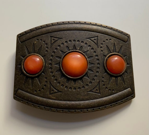 Spanish Made Vintage Rounded Rectangular Belt Buc… - image 1