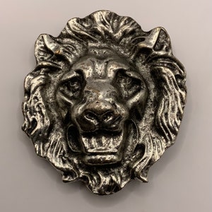 Vintage High quality Belt Buckle Interchangeable Lion Head Antique Silver