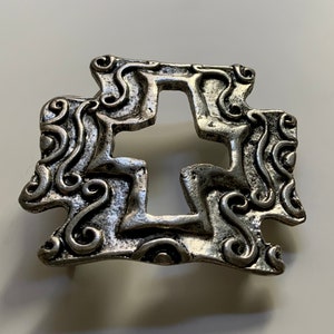 Vintage Italian Made Cross Belt Buckle Cutout Decorative Artsy Abstract Belt Buckle Old Italian Silver