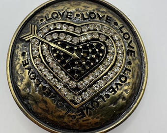Vintage Large Brass Heart Scarf Slide, Brutalist Style  display picture 3