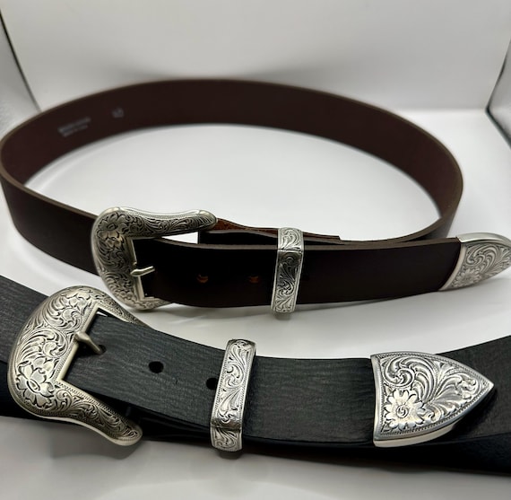 Vintage Western Belt Classic 3 Piece Buckle Set Vintage 1.5  display picture 3