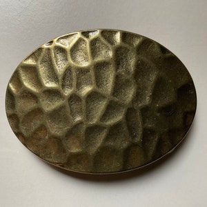 Oval Trophy Buckle with Distressed Scale Pattern Antique Brass Belt Buckle