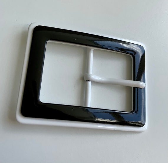 Rectangular Black and White MOD Retro Layered Ena… - image 5