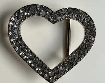 Petit Cristal Strass Love Heart y2k Style 2000's Trendy vintage Ceinture Boucle Plaquée Nickel