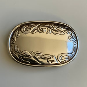Western Trophy Buckle Castilian Vine and Leaf Belt Buckle Oval Belt Buckle Polished Silver